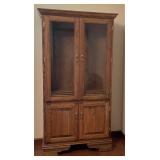 Oak China Cabinet W/Two Glass Doors & Oak China Cabinet W/Two Glass Doors &