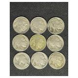 (9) Various dates Buffalo Nickels-See Photos (9) Various dates Buffalo Nickels-See Photos