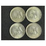 (4) 1964-D Kennedy Half Dollars-90% Silver (4) 1964-D Kennedy Half Dollars-90% Silver