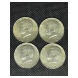 (4) 1964 Kennedy Half Dollars-90% Silver (4) 1964 Kennedy Half Dollars-90% Silver