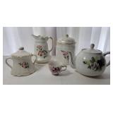 Rose Motif Teapot, Pitcher, Canister Rose Motif Teapot, Pitcher, Canister