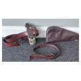 Lot of Leather Pistol Case, Sling & Nylon Holster