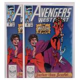 2pc 1990 Avengers West Coast #56 Comics
