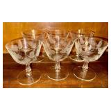 6 Vtg. Libbey Rock Sharpe Etched Glasses