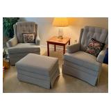 2 Rowe Furniture Chairs & Ottoman