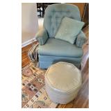 Arm Chair, Ottomam and Magazine Rack