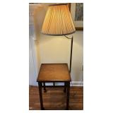 Square Side Table with Attached Lamp