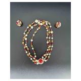 Matching Necklace & Clip On Earrings - Read Notes