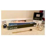 Vtg. Candles, Snuffer, Dansk Candelabra