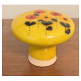 Ceramic Round Yellow Hand-Painted w/ Floral Motif