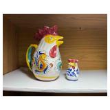 Two Vtg. Italian Rooster Pitchers