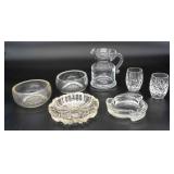 Misc. Glass Cups, Pitcher/Vase, Bowls, Ashtrays