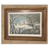 Framed Artwork Depiciting a Winter Landscape
