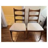 Two Wooden Chairs w/ Light Beige Cushion