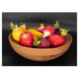 Wood Bowl w/ Paper Mache Veggies