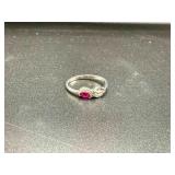 Sterling Silver Ring w/ Pink Stone, 1 Missing