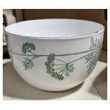 Vtg. White Bowl with Green Flowers