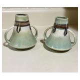 Vtg f Double-handled pottery vases Made in Japan