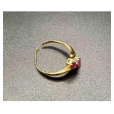 14K Ring w/ Red Stones - Broken Band
