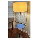 Side Table with Attached  Brass Lamp