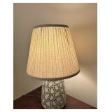 Textured Table Lamp w/ Ceramic Base & Woven Shade