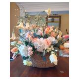 Large Basket with Faux Flowers