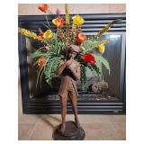 Flutist Planter with Faux Flowers