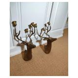 2 Brass Buck Candelabras