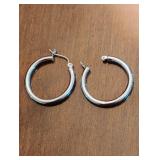 14K White Gold Hoop Earrings