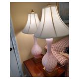 2 Pink Glass Table Lamps
