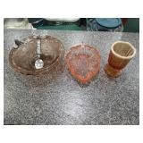 Pink and Amber Glass Items