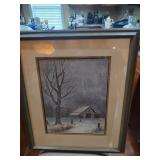 Barn in Winter Print by Archie Campbell