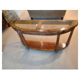 Wood Sofa Table with Glass Inserts