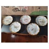 5 Limoges Fish Plates by A. Walker