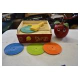 Vtg Fisher Price Record Player and Jingle Apple