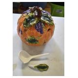 3 Pc Pumpkin Ceramic Tureen