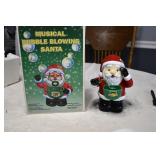 Vtg Musical Bubble Blowing Santa with Plug