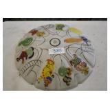 Vtg Frosted Glass Clown Flush Mount Ceiling Light