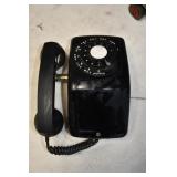 Vtg Black Rotary Wall Phone