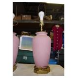 Pair of Pink Porcelain Lamps 31"