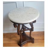 Round Marble-Top Accent Table