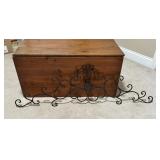 Wooden Chest w/ a Decorative Metal  Piece