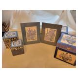2 Blue Prints and Decor Boxes