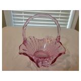 Fenton Art Glass Basket, 8 Inches Tall
