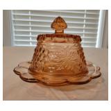Pink Grape and Cable Butter Dish