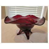 Fenton Ruby Red Footed Bowl