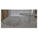 Fostoria Square Cake Plate and Bowl