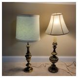Brass Table Lamps with Shades