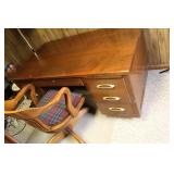 Wooden Desk and Chair Set with Cushion