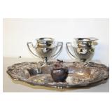 Silver-Plated Creamer, Sugar Bowl, and Tray Set
